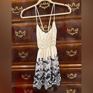 Anthropologie Cream and Black Strapless Dress